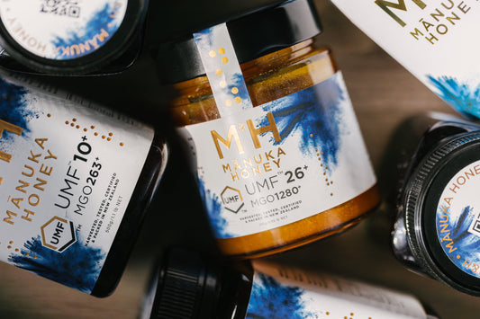 Multiple Jars of M&H Manuka Honey - Product Shoot