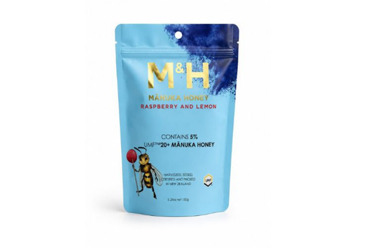 M&H UMF20+ Manuka Honey Lollipops Raspberry & Lemon